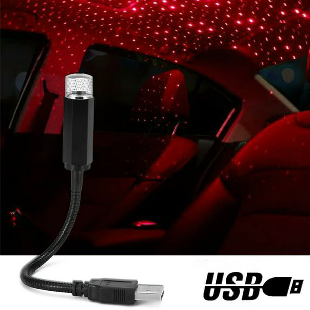 Car Interior USB Atmosphere LED Red Light Charge Floor Decor Lamp Accessories
